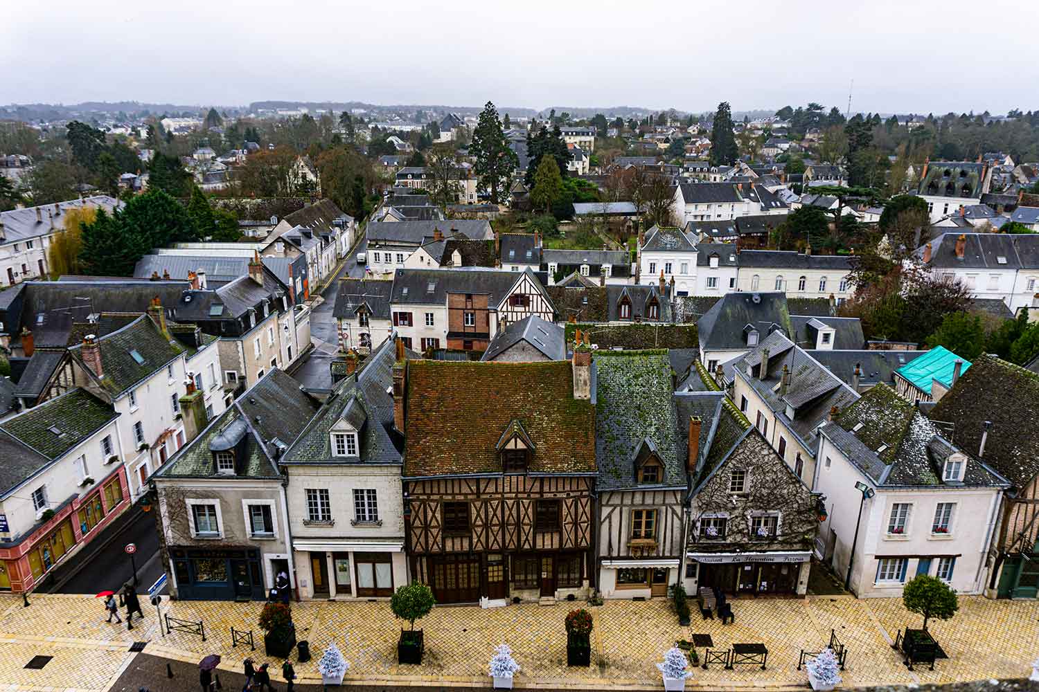 A view of the streets of Amboise from the Royal Castle of Amboise.