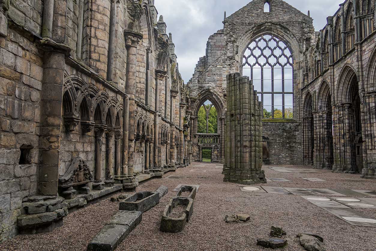 Holyrood Abbey, next to the Palace at Holyrood House in Scotland.