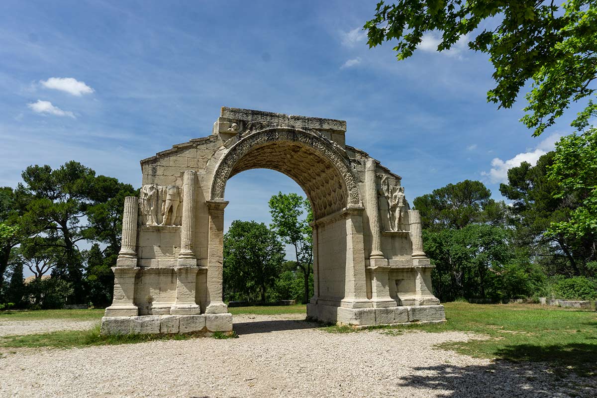 The ruins of a Roman archway outside of Saint-Remy, France.