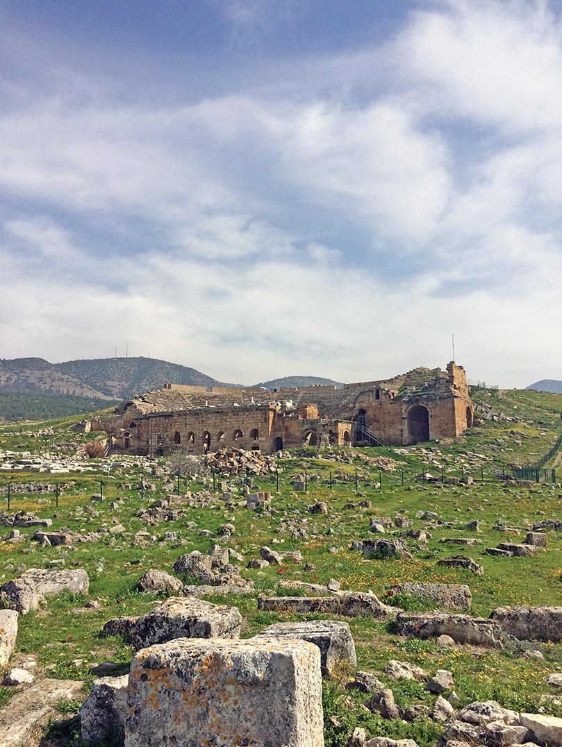 Ruins of the ancient spa town in Hierapolis, Turkey.
